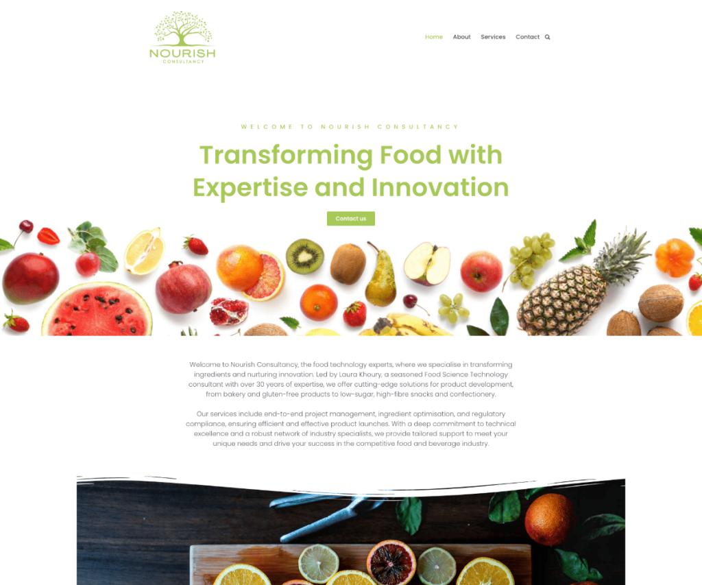 Nourish COnsultancy website design